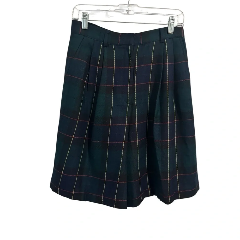 Lord & Taylor High Waist Plaid Shorts - Blue‎ and Green 100% Wool Preppy Size 10